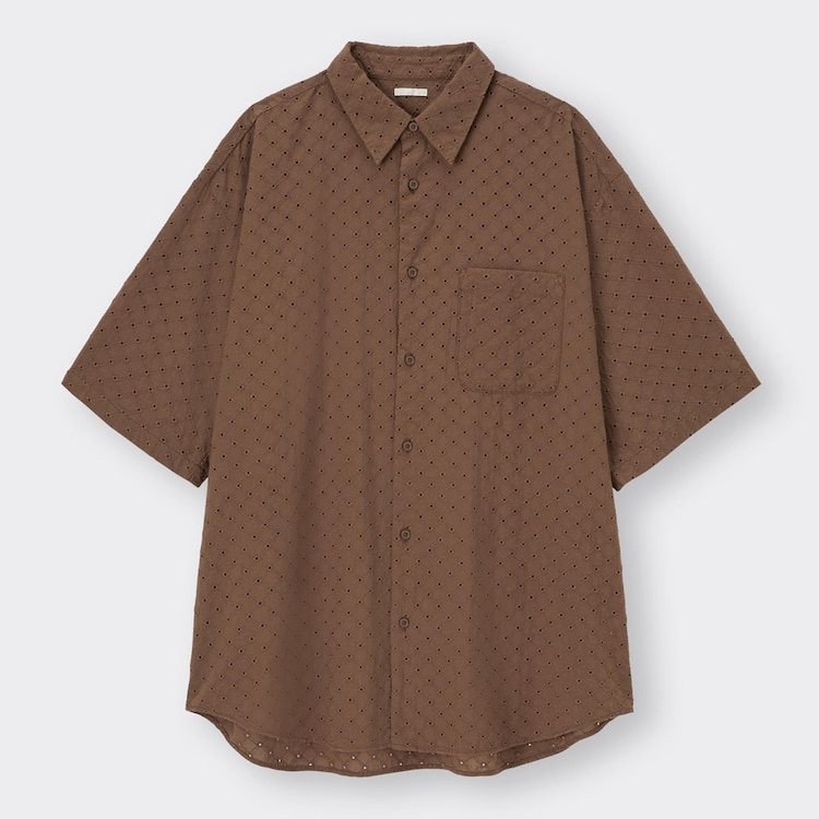 GU公式 オーバーサイズレースシャツ(5分袖)NT+E