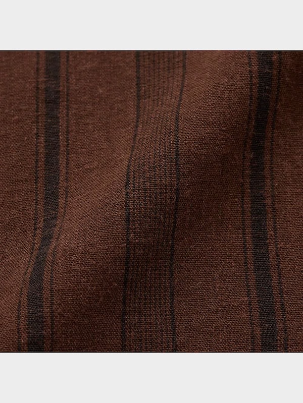 リネンブレンドシャツ(5分袖)(ストライプ)(セットアップ可能)