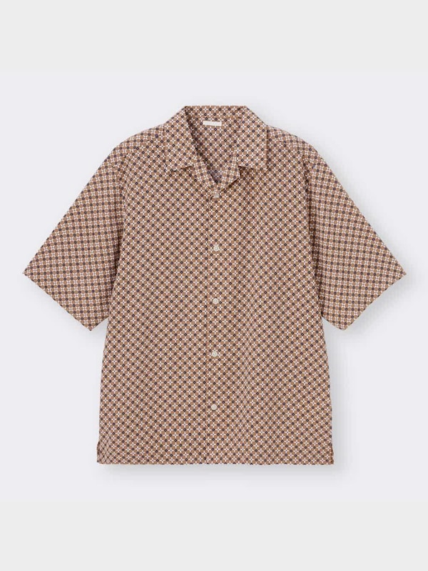 オープンカラーシャツ(5分袖)(ジオメトリック)