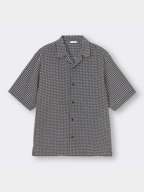 オープンカラーシャツ(5分袖)(ジオメトリック)