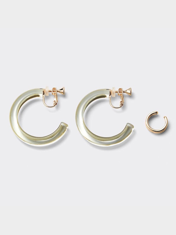 カラーフープイヤリング&イヤーカフセット