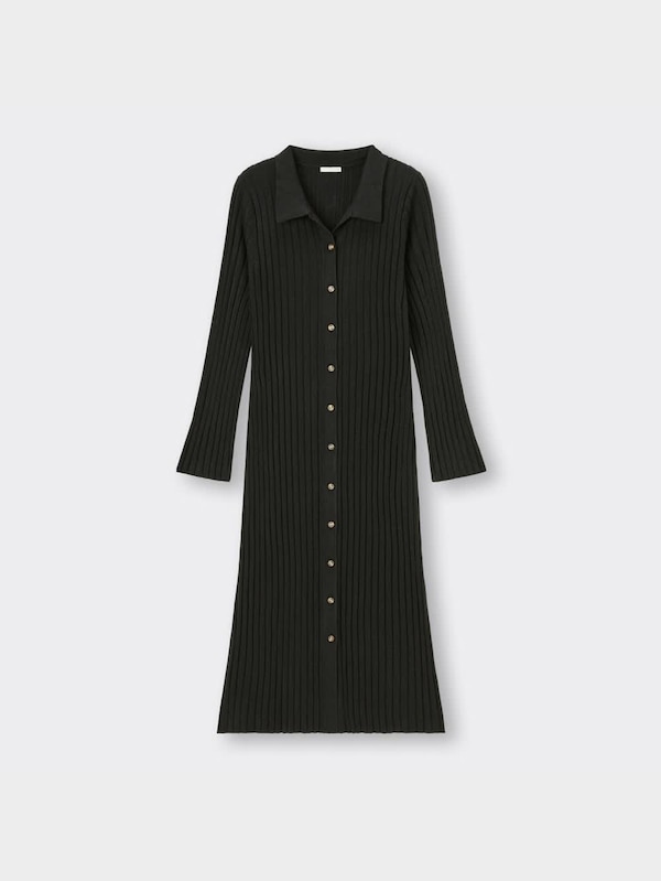 フロントボタンニットワンピース(長袖)