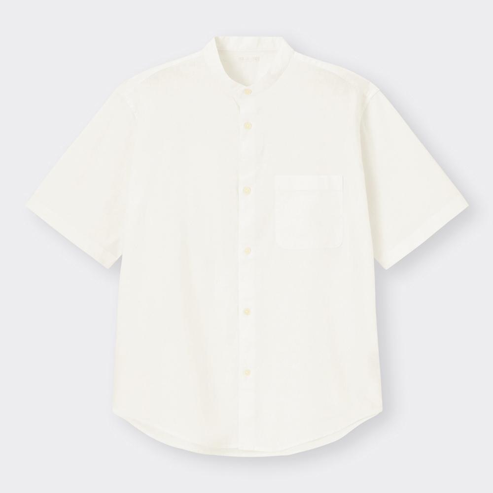 リネンブレンドバンドカラーシャツ(5分袖)OSB+EC