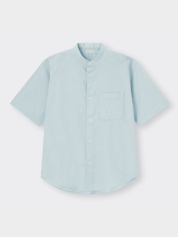 リネンブレンドバンドカラーシャツ(5分袖)OSB+EC