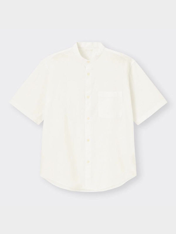 リネンブレンドバンドカラーシャツ(5分袖)OSB+EC