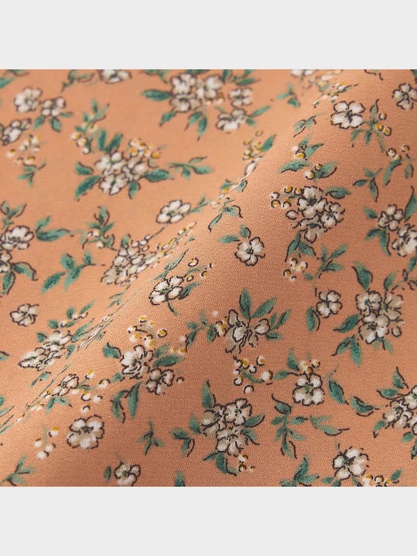 フラワープリントボリュームスリーブワンピース(長袖)