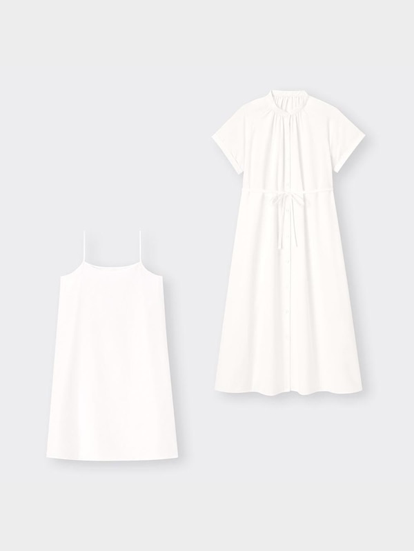 バンドカラーシャツワンピース(半袖)