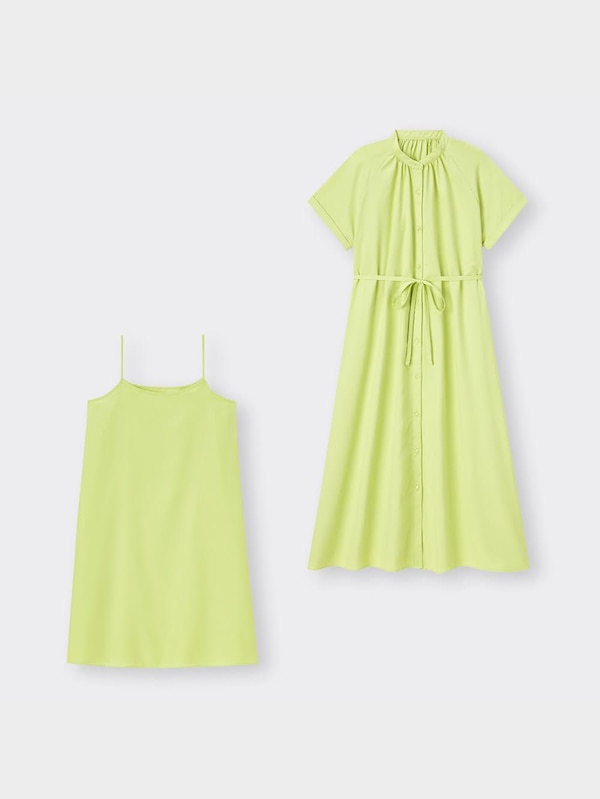 バンドカラーシャツワンピース(半袖)