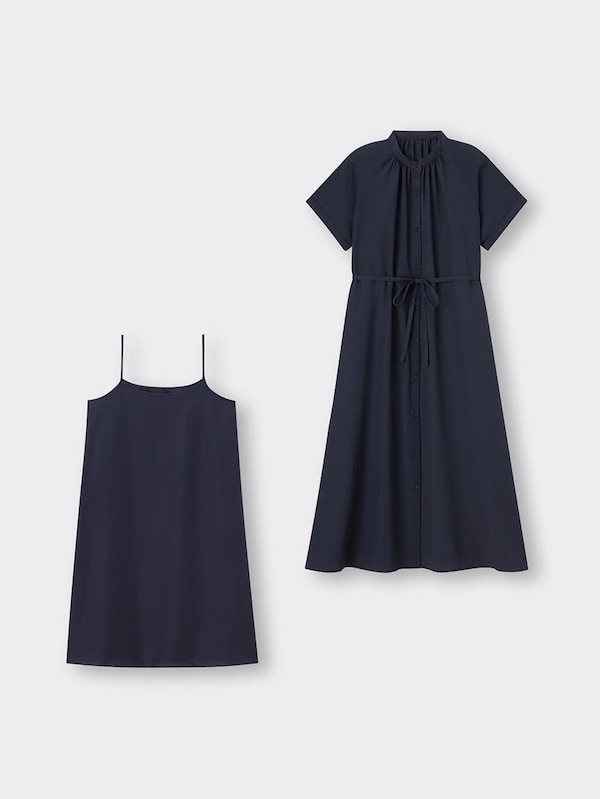 バンドカラーシャツワンピース(半袖)