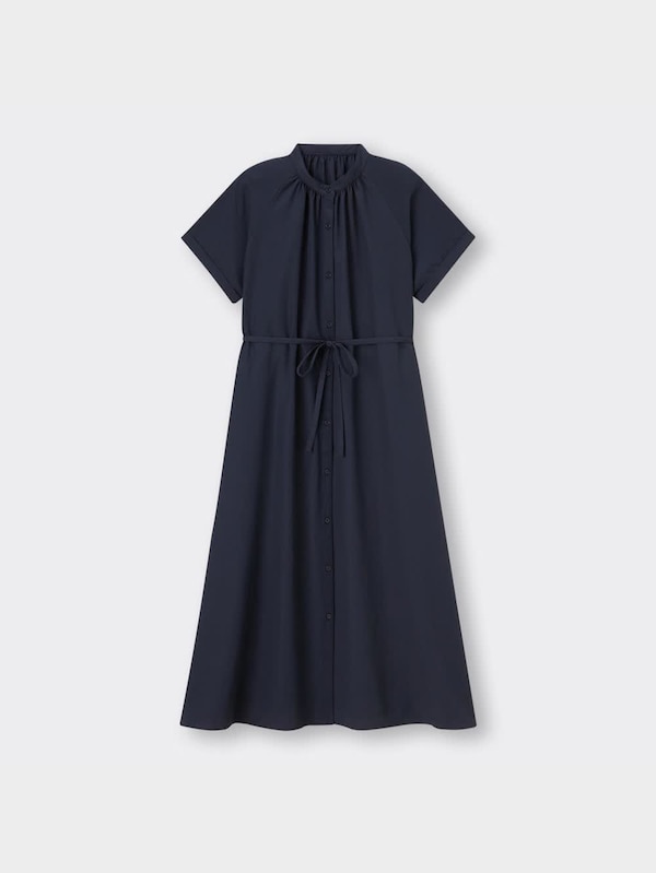 バンドカラーシャツワンピース(半袖)