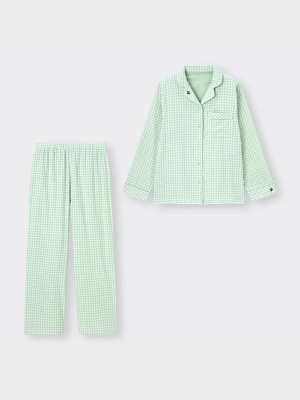 コットンパジャマ(長袖&ロングパンツ)(刺繍)