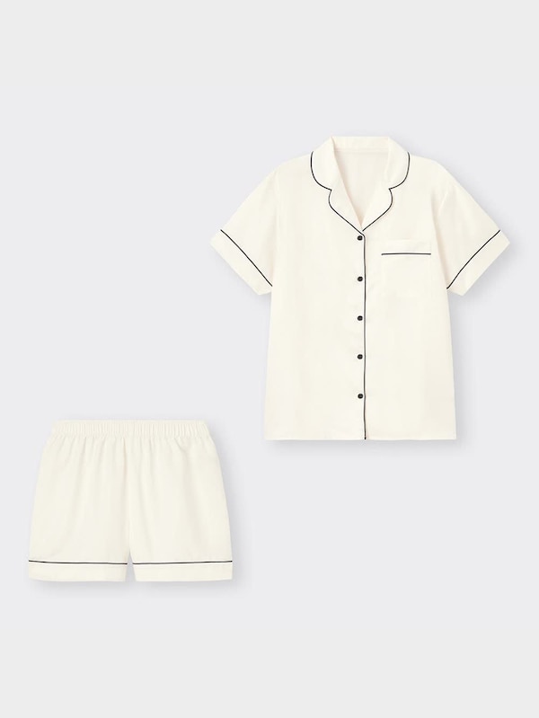 サテンパジャマ(半袖&ショートパンツ)