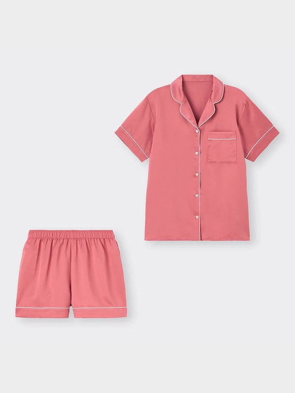 サテンパジャマ(半袖&ショートパンツ)