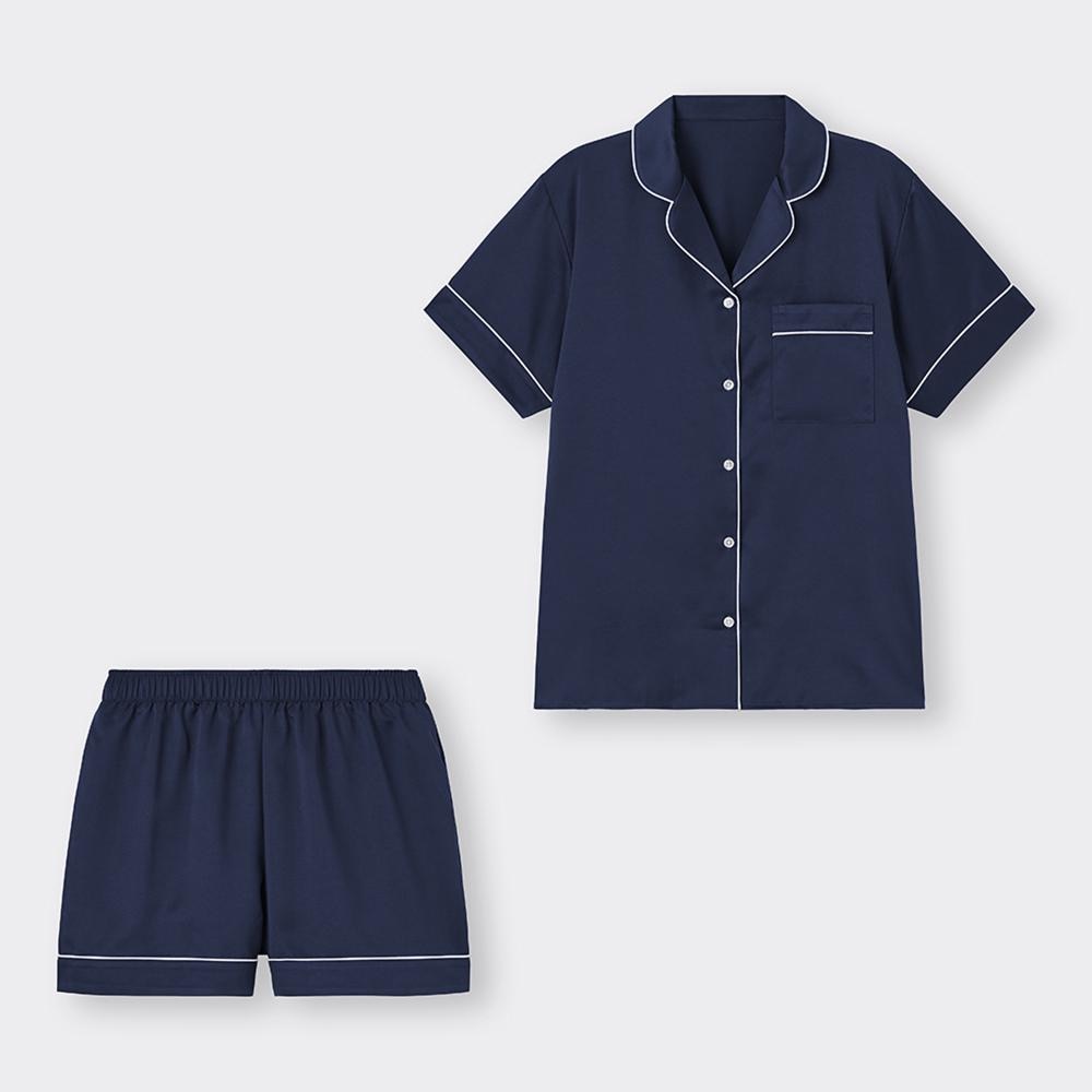 GU公式 | サテンパジャマ(半袖&ショートパンツ)