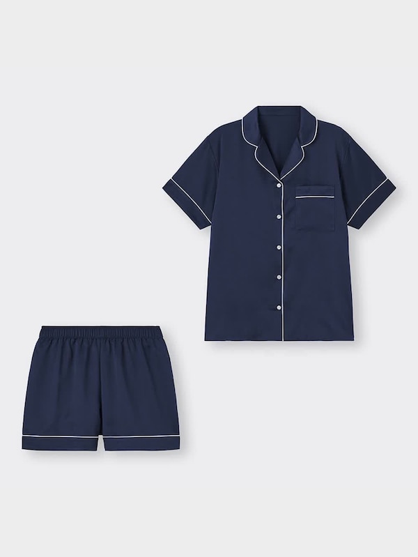 サテンパジャマ(半袖&ショートパンツ)