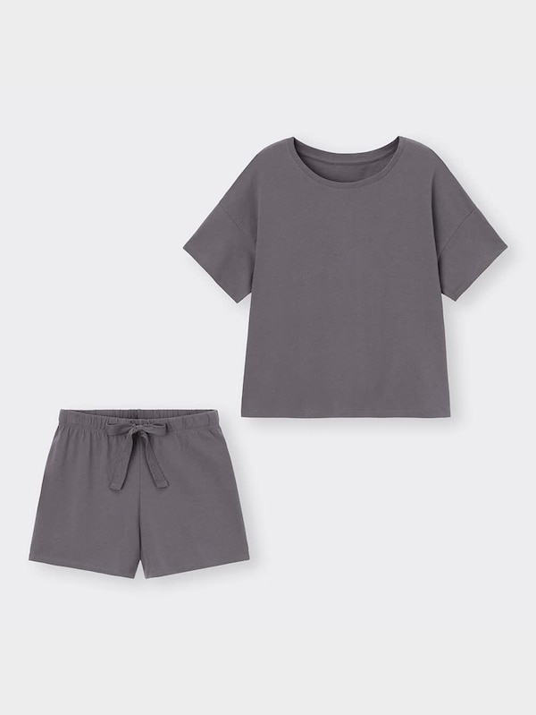 コットンカラーラウンジセット(半袖&ショートパンツ)