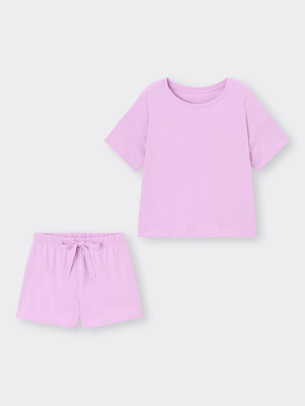 コットンカラーラウンジセット(半袖&ショートパンツ)