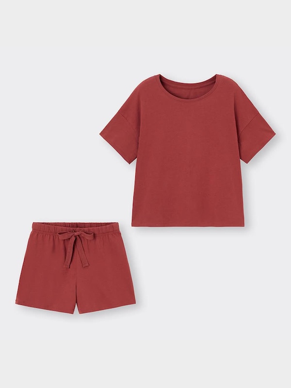 コットンカラーラウンジセット(半袖&ショートパンツ)