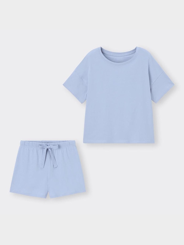 コットンカラーラウンジセット(半袖&ショートパンツ)