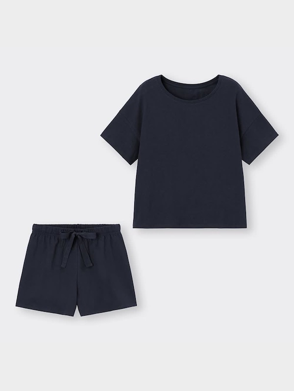 コットンカラーラウンジセット(半袖&ショートパンツ)