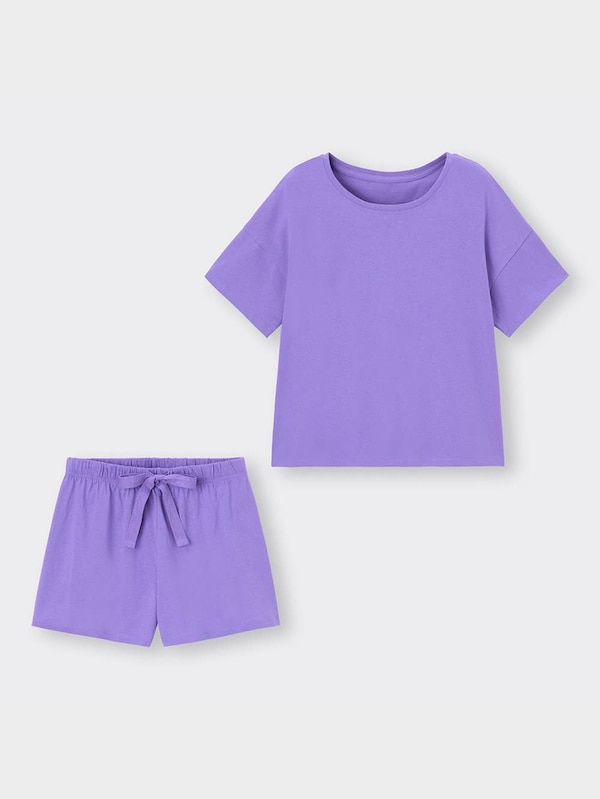 コットンカラーラウンジセット(半袖&ショートパンツ)