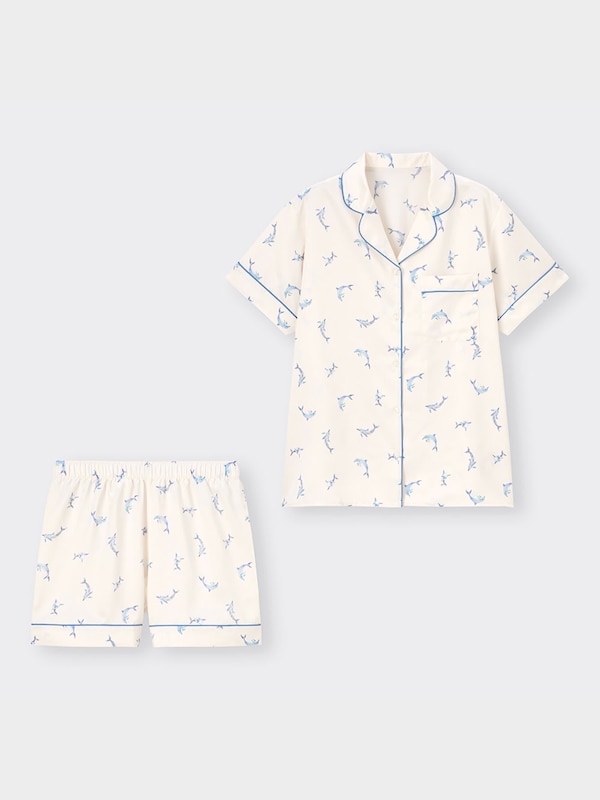 サテンパジャマ(半袖&ショートパンツ)(ドルフィン)
