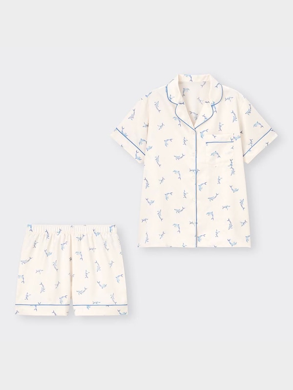 サテンパジャマ(半袖&ショートパンツ)(ドルフィン)