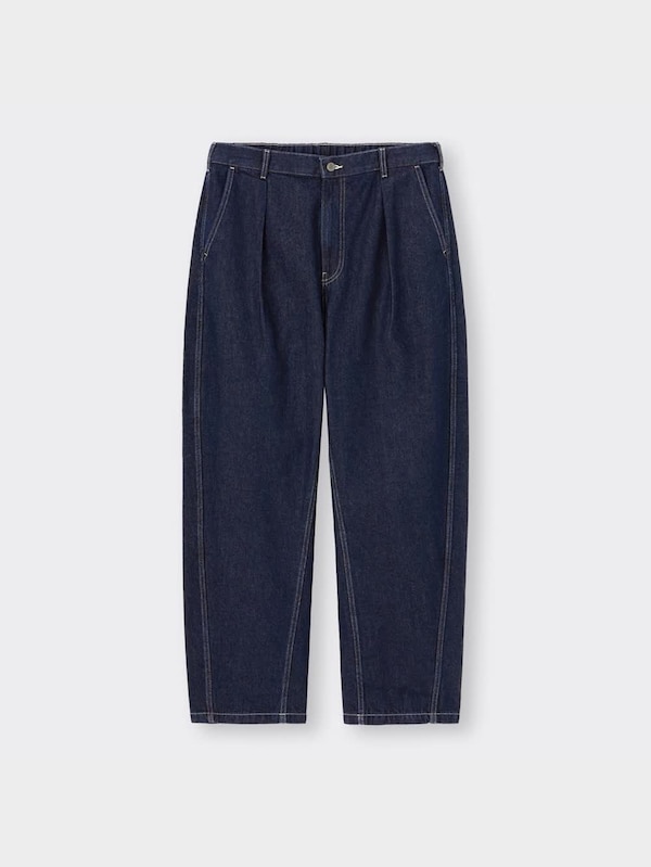 デニムカーブタックパンツ+EC(丈長め76.0cm)