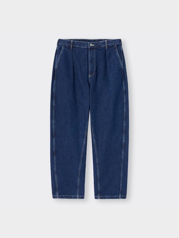 デニムカーブタックパンツ+EC(丈長め76.0cm)