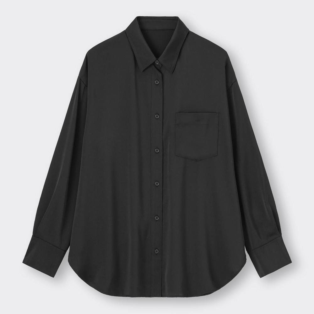 （GU）サテンオーバーサイズシャツ(長袖)Q+E
