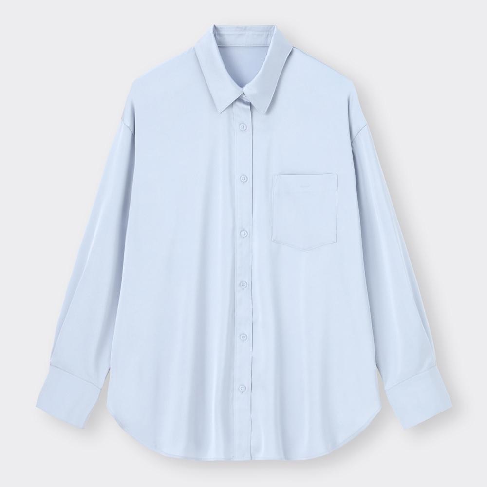 サテンオーバーサイズシャツ(長袖)Q+E