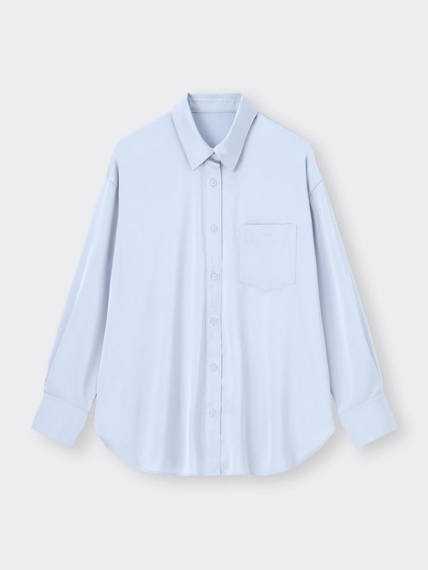 サテンオーバーサイズシャツ(長袖)Q+E