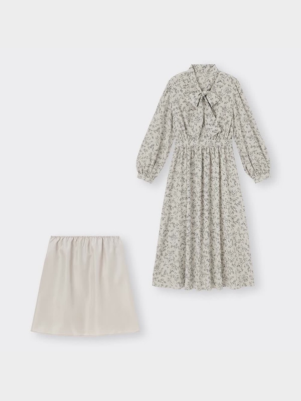 プリントボウタイワンピース(長袖)Z+E