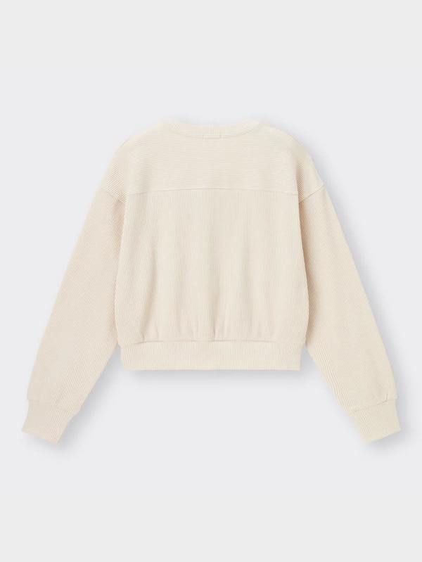 リブクルーネックカーディガン(長袖)Q+E