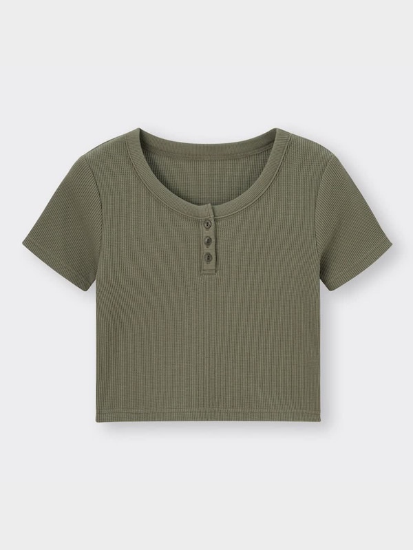 ワッフルヘ��ンリーネックミニT(半袖)