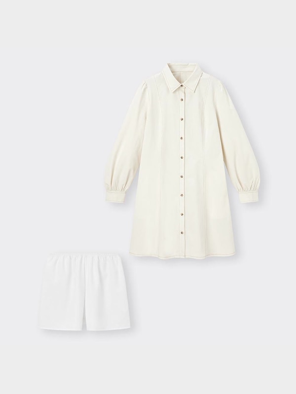 バイカラーステッチミニワンピース(長袖)YT+X