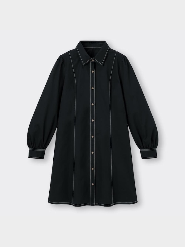 バイカラーステッチミニワンピース(長袖)YT+X