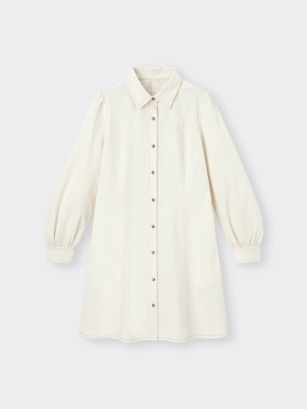 バイカラーステッチミニワンピース(長袖)YT+X