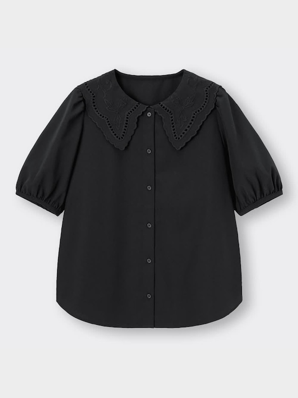 レースカラーブラウス(5分袖)YT+E