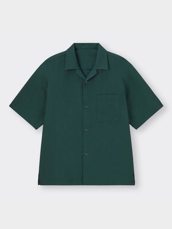 シアサッカーオープンカラーシャツ(5分袖)(セットアップ可能)