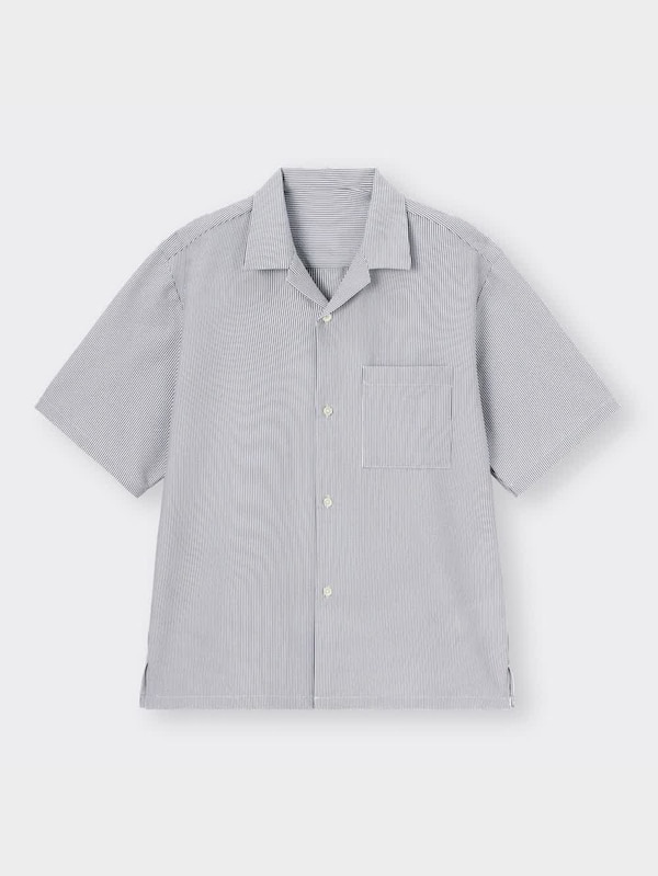 シアサッカーオープンカラーシャツ(5分袖)(セットアップ可能)