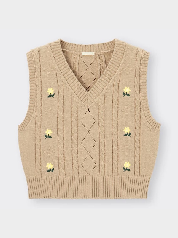 エンブロイダリーニットベストYT+E