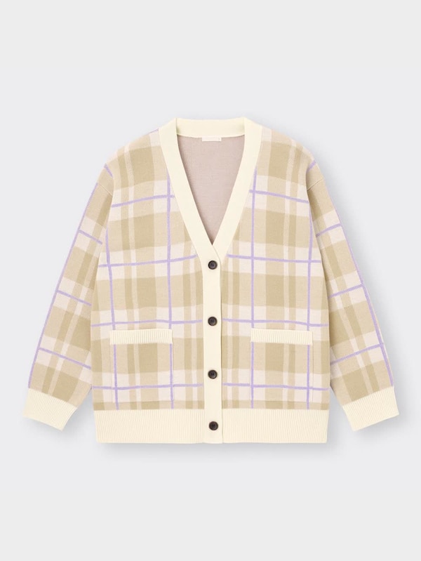 チェックボーイフレンドカーディガン(長袖)YT+E