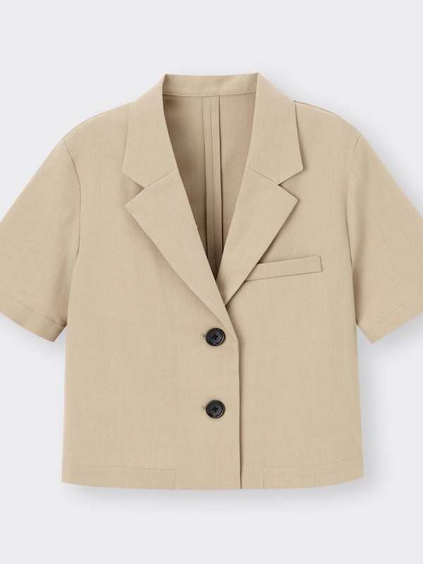 ハーフスリーブクロップドジャケット(セットアップ可能)