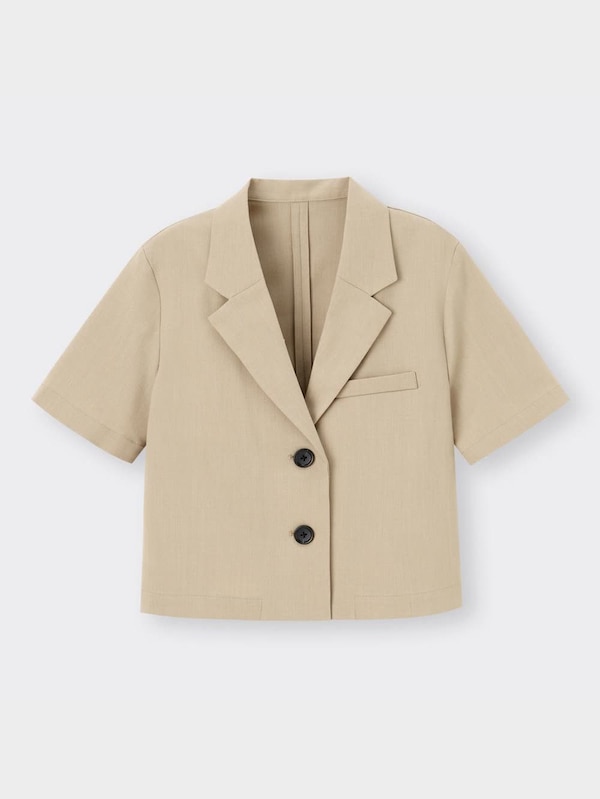 ハーフスリーブクロップドジャケット(セットアップ可能)