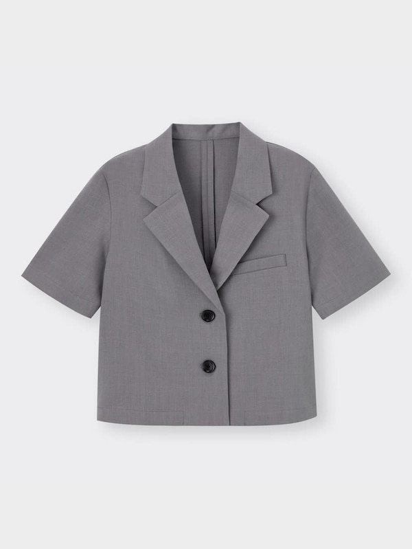 ハーフスリーブクロップドジャケット(セットアップ可能)