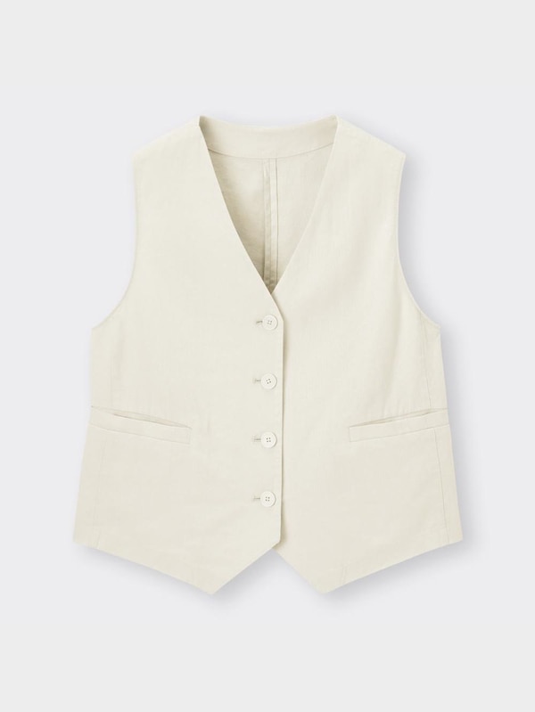 リネンブレンドコンパクトベスト(セットアップ可能)