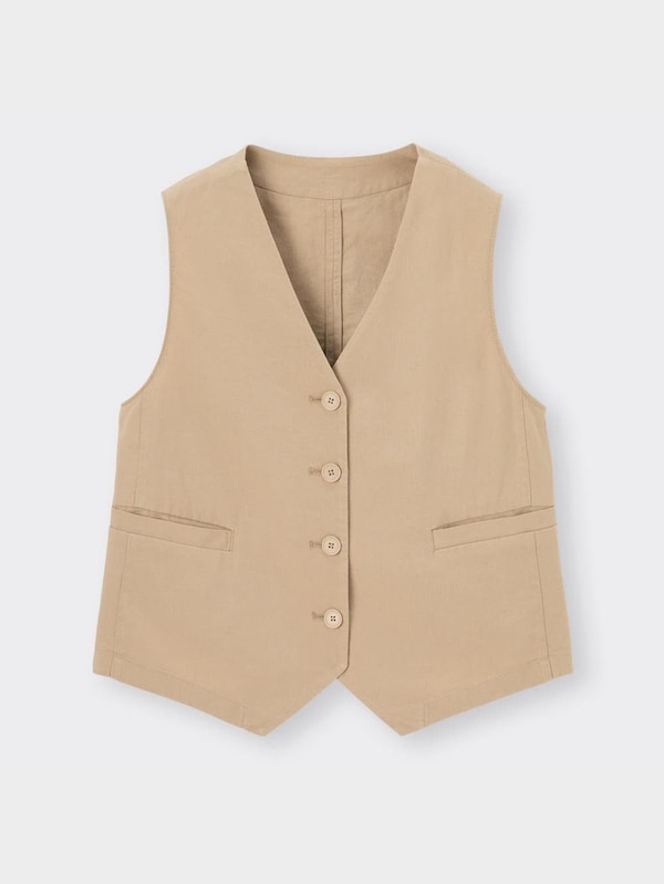 リネンブレンドコンパクトベスト(セットアップ可能)