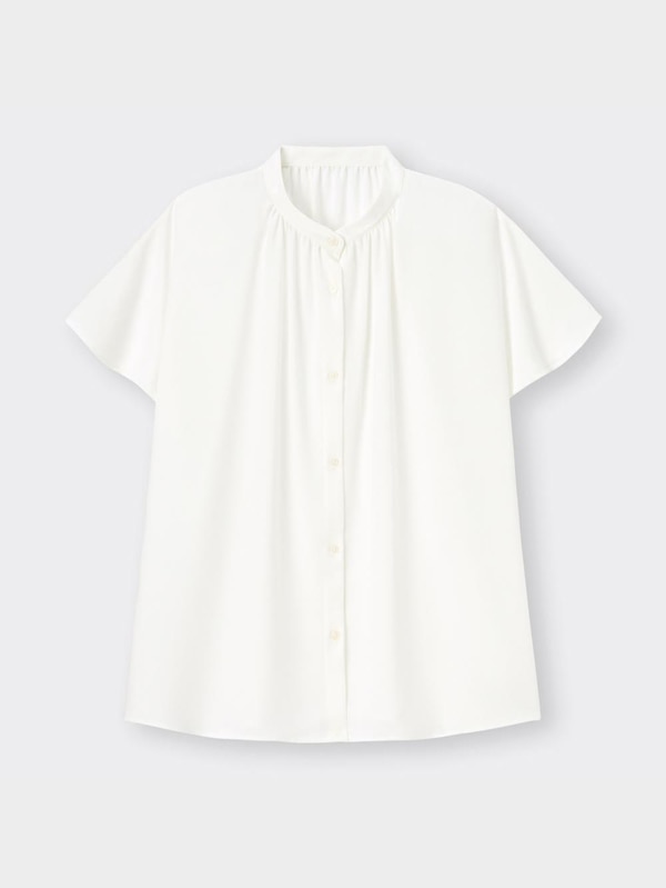 ドレープバンドカラーシャツ(半袖)