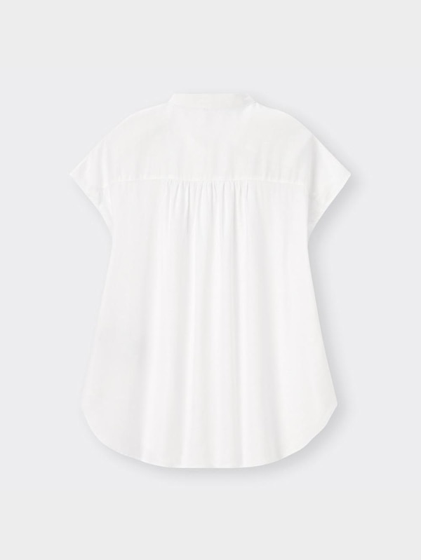 リネンブレンドギャザーブラウス(半袖)